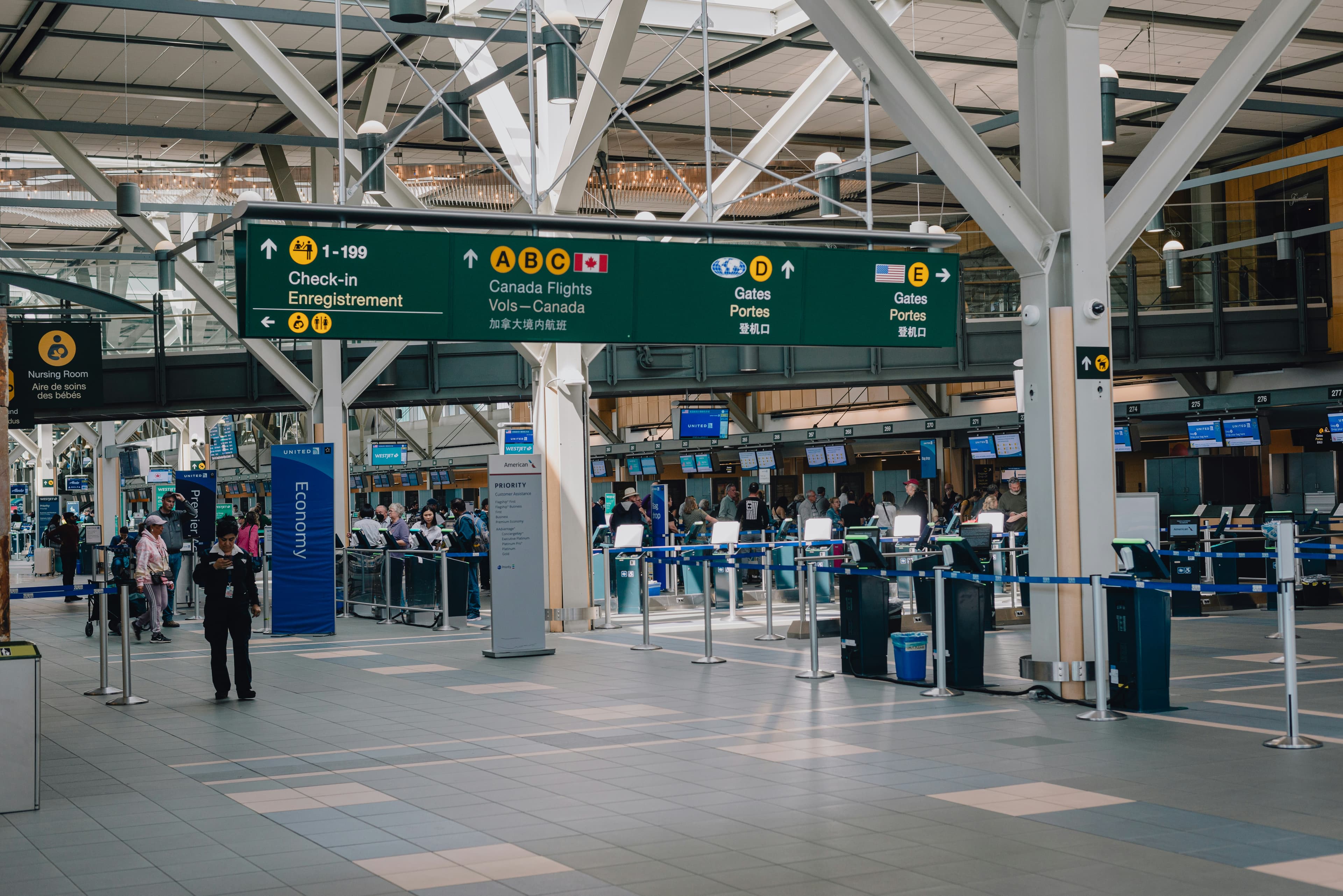 Busy airport terminal