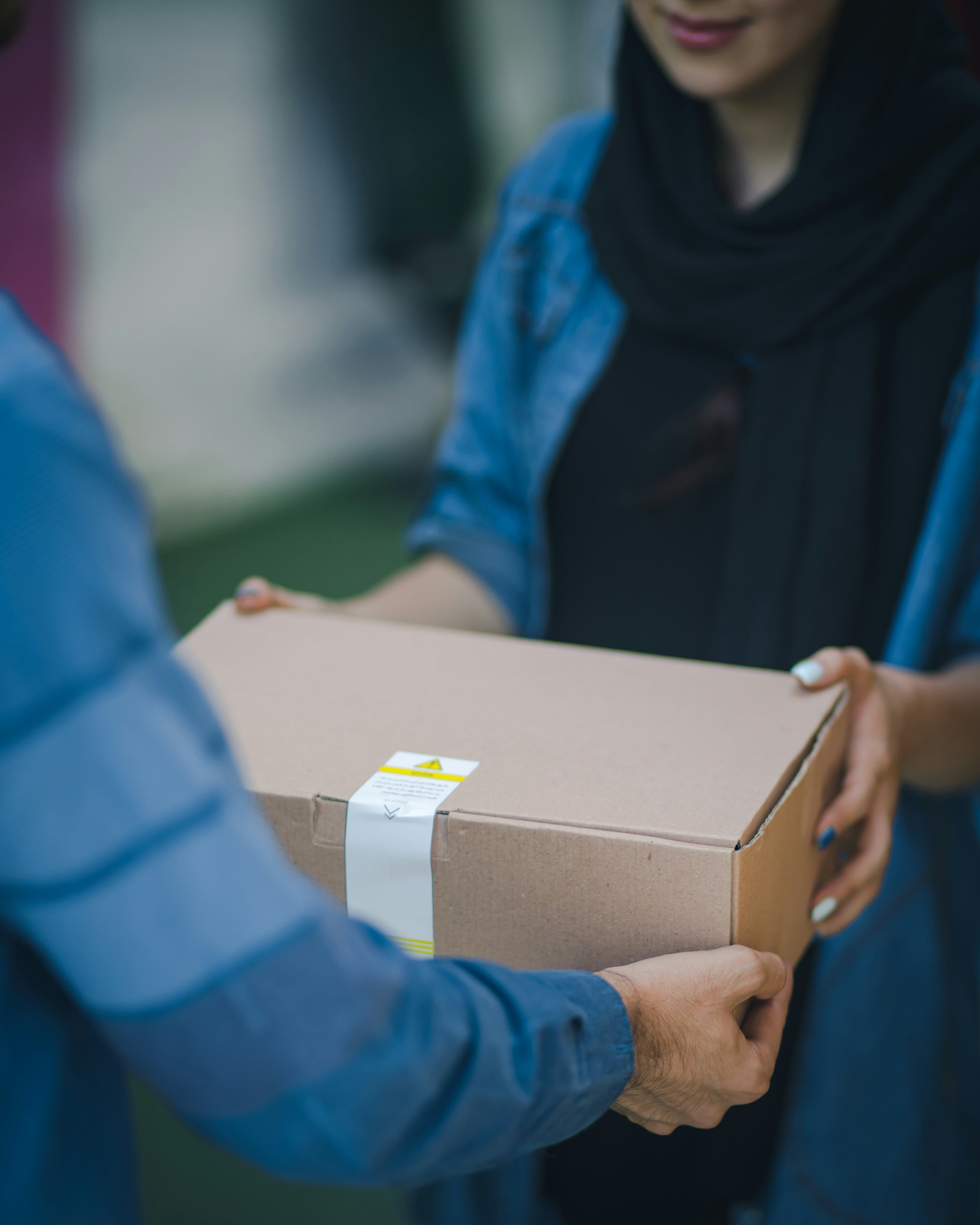 Traveler holding a parcel