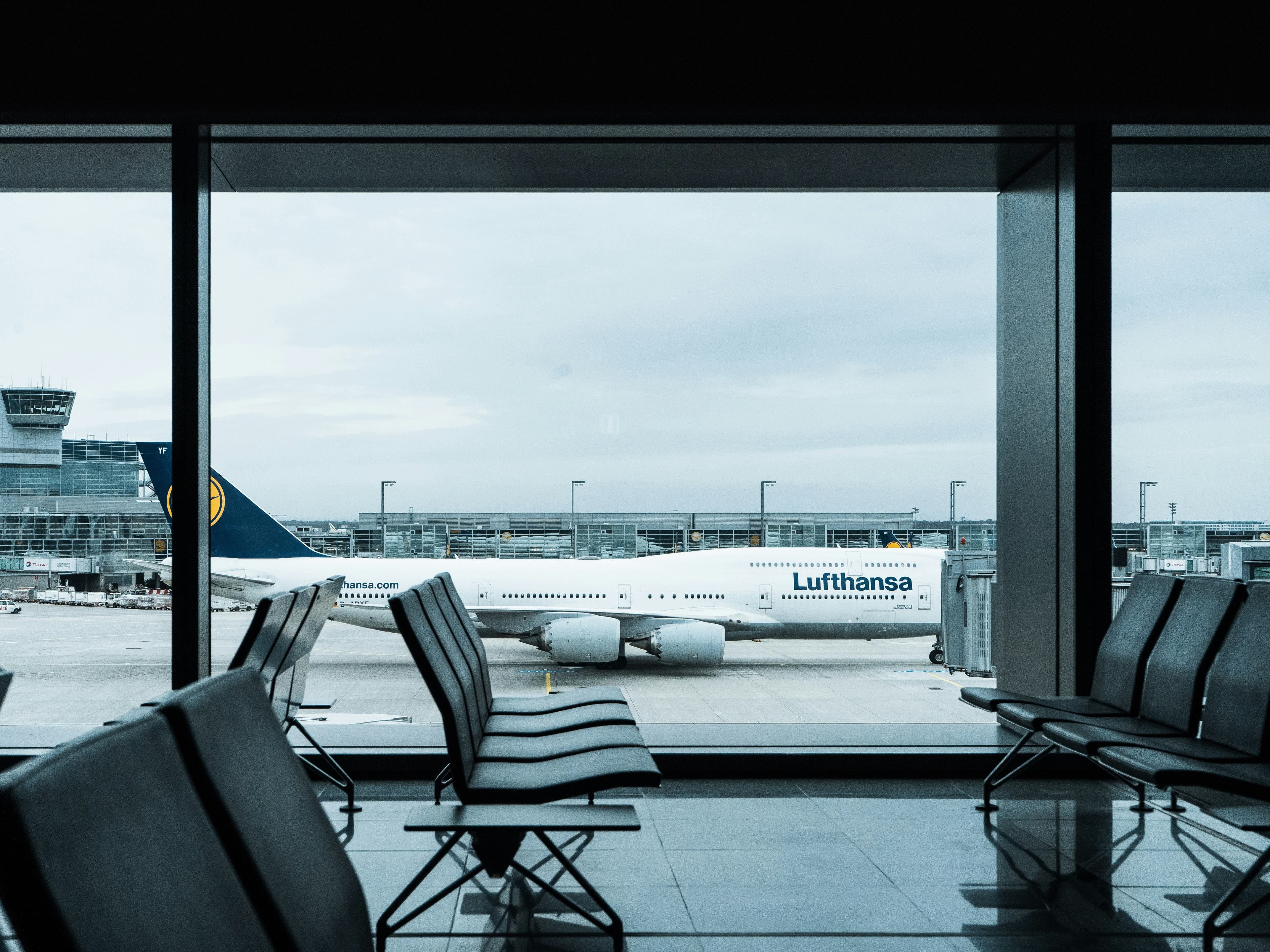 Traveler with luggage at an airport